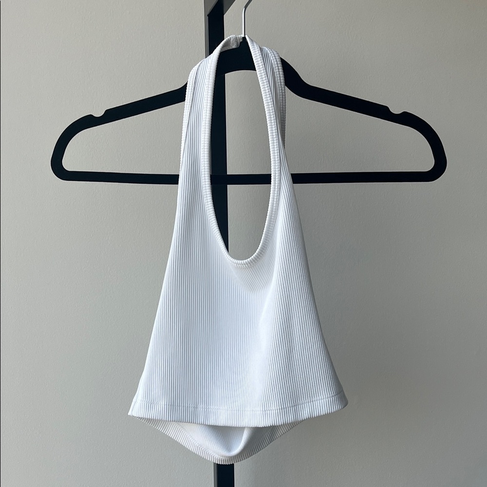 H&M White Ribbed Crop Top